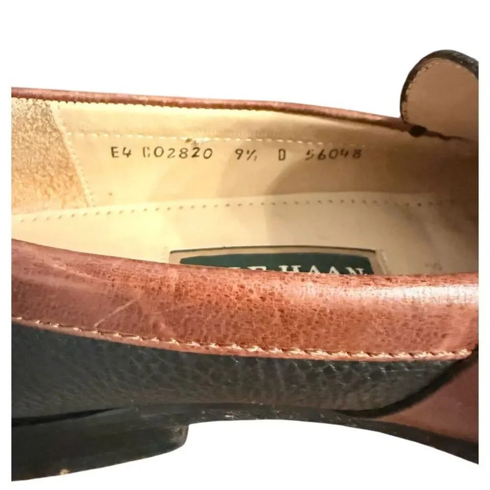 Cole Haan Black & Brown Leather Tassel Moc Toe Loafer Sz 9.5 Preppy